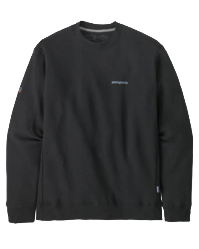 Patagonia Fitz Roy Icon Uprisal Crew Sweatshirt - Ink Black Hoodie with Bell Sleeves Flared Feminine
