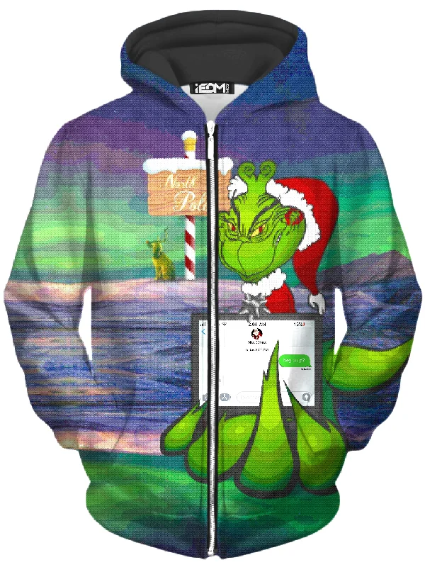 Savage Grinch Unisex Zip-Up Hoodie Hoodie with Zipper Placket Modern Functional