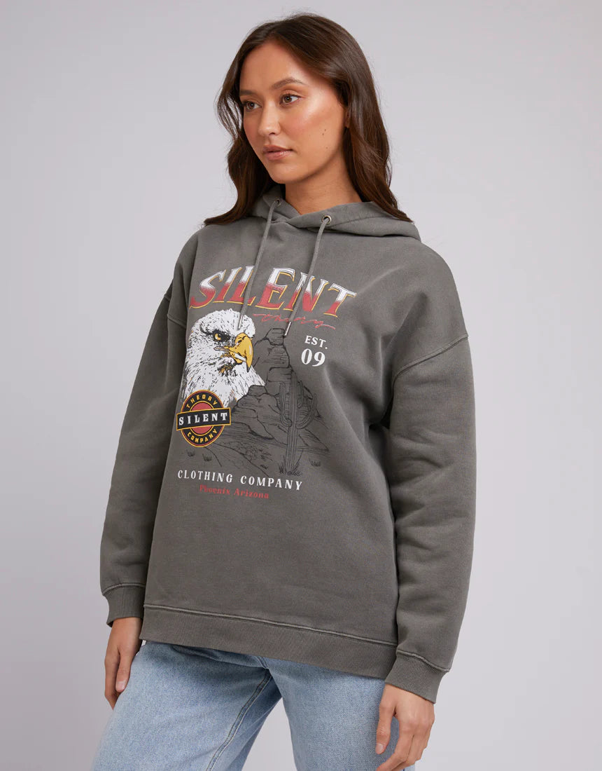 SILENT THEORY DESERT MOUNTAIN HOODY COAL Hoodie with Exposed Zipper Edgy Industrial