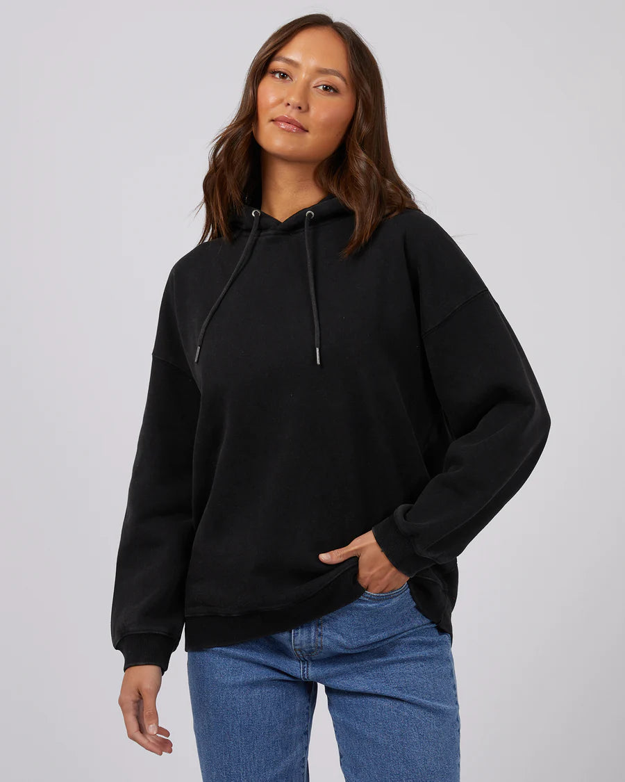 SILENT THEORY OVERSIZED HOODY WASHED BLACK 2.0 Hoodie with Metallic Shiny Futuristic