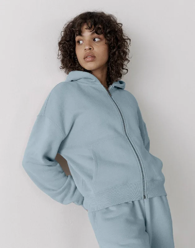 The Womens Full Zip Hoodie in Chalk Blue Hoodie with Print Artistic Unique