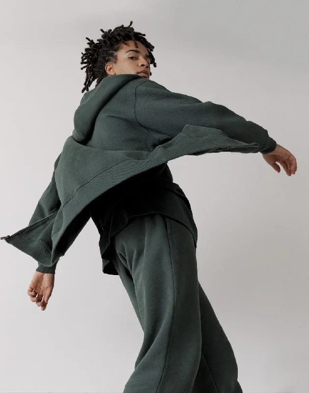 The Oversized Zip Hoodie in Earth Green Hoodie with Emblem Brand Identity