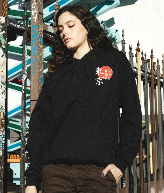 Tiger Blossom Womens Hoodie Hoodie with Longline Fit Extended Stylish