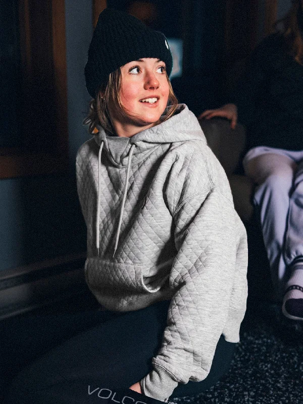 Womens V.Co Air Layer Thermal Hoodie - Heather Grey Hoodie with Batwing Sleeves Loose Dramatic