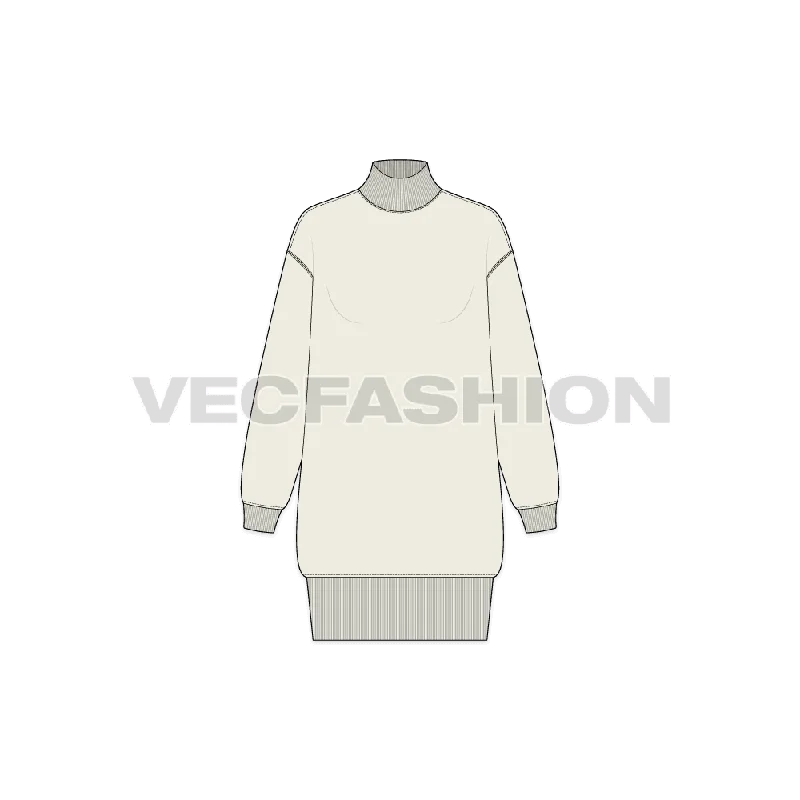 Women's Long Mock Neck Sweatshirt Hoodie with Metallic Shiny Futuristic