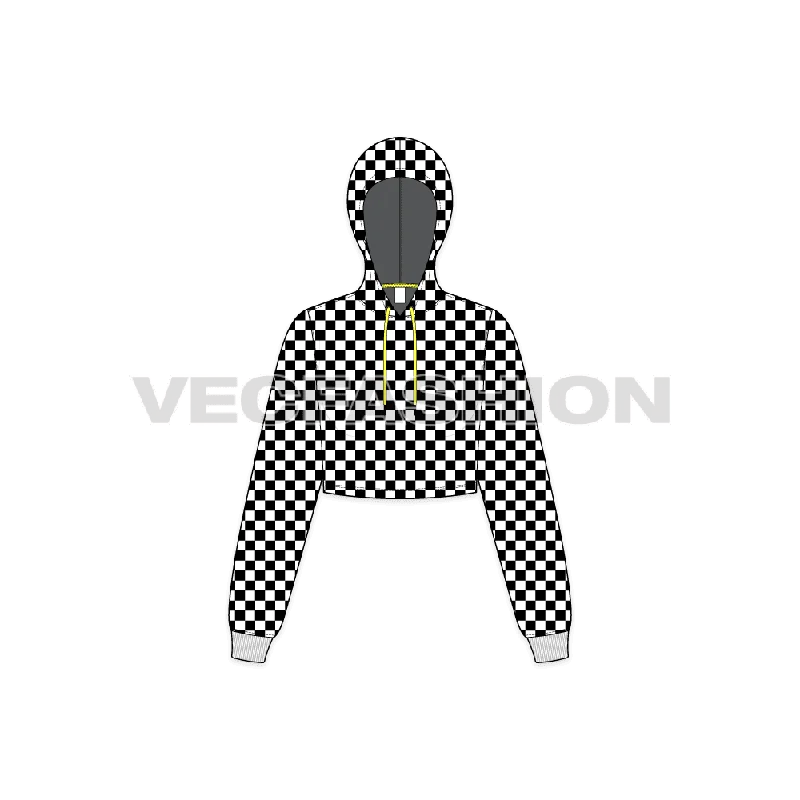 Women's Checkered Hoodie Hoodie with Illustration Artistic Creative