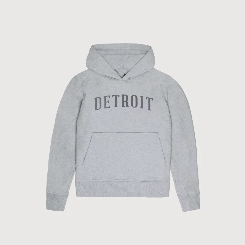Women's Classic Detroit Hoodie - Heather Grey Hoodie with Double Zipper Versatile Adjustable