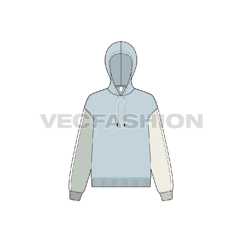 Women's Color Blocked Hoodie Hoodie with Monochrome Minimalist Simple