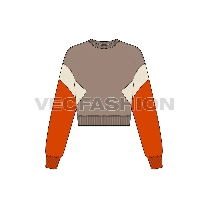 Women's Crop Crewneck Sweatshirt Hoodie with Earth Tones Natural Calm