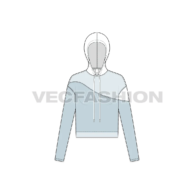 Women's Crop Hoodie Fashion Sketch Template Hoodie with Relaxed Fit Easy Casual