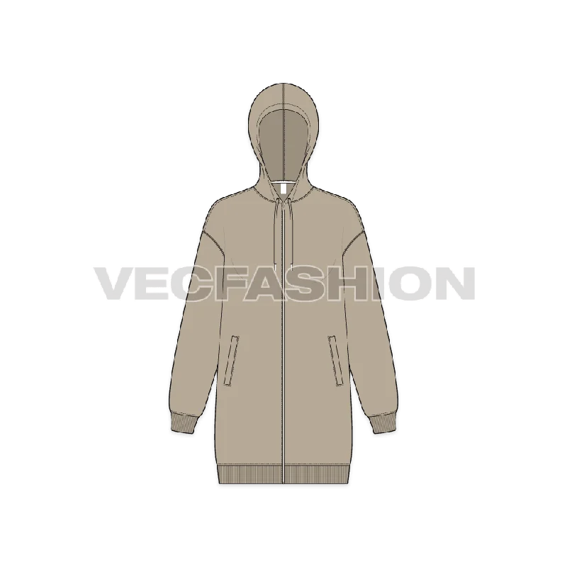 Women's Drop Shoulder Front Open Hoodie Hoodie with Elastic Cuffs Stretchable Comfortable