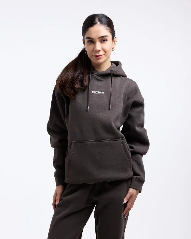 Johnson Hoodie - Mocha Hoodie with Ribbed Cuffs Snug Fit Comfort