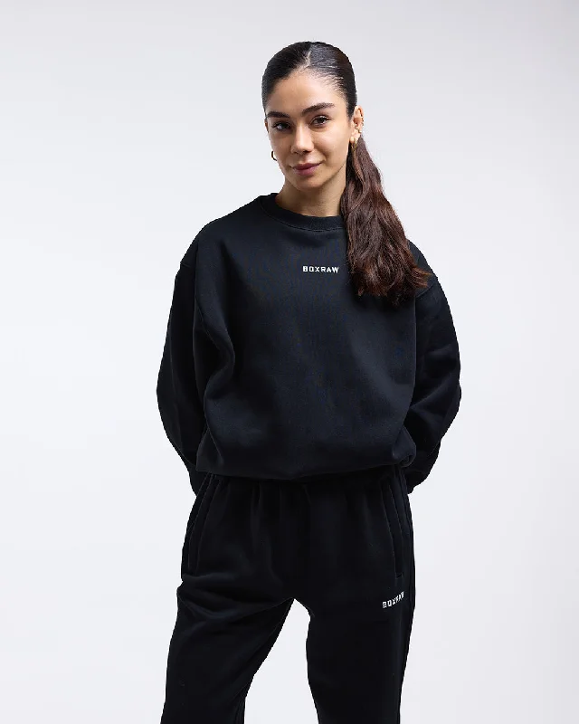 Johnson Oversized Sweatshirt - Black Hoodie with Lace Feminine Delicate