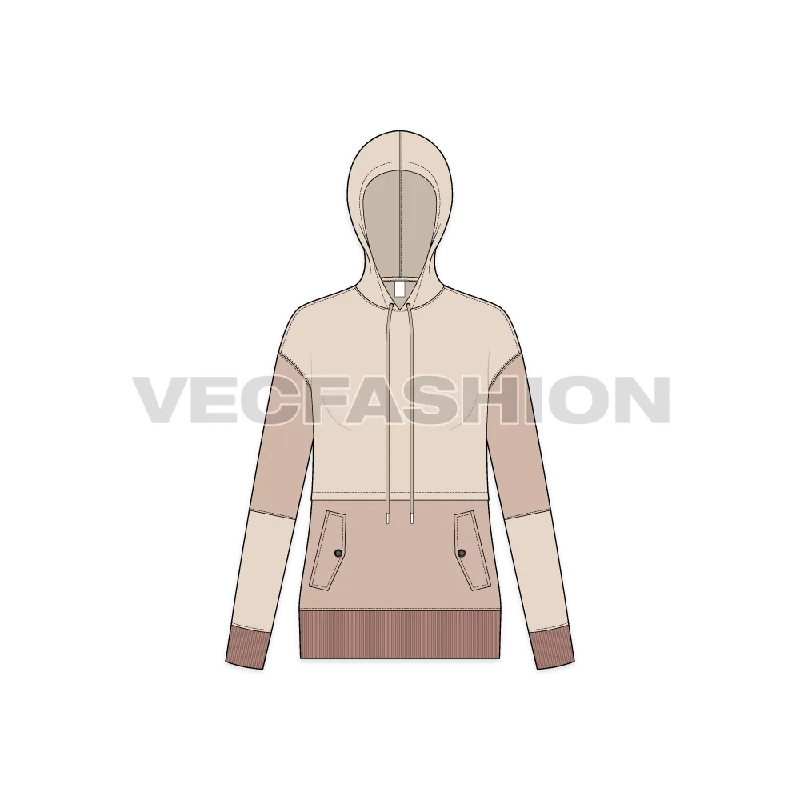 Women's Jumper with Oversized Hoodie Hoodie with Ribbed Neckline Snug Warm