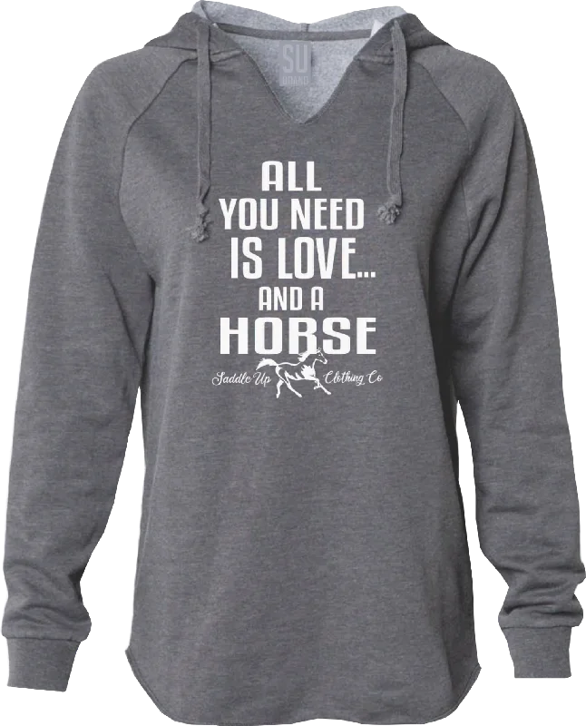 Love & Horses Cozy Lightweight Hoodie Hoodie with Hem Drawcord Adjustable Customizable