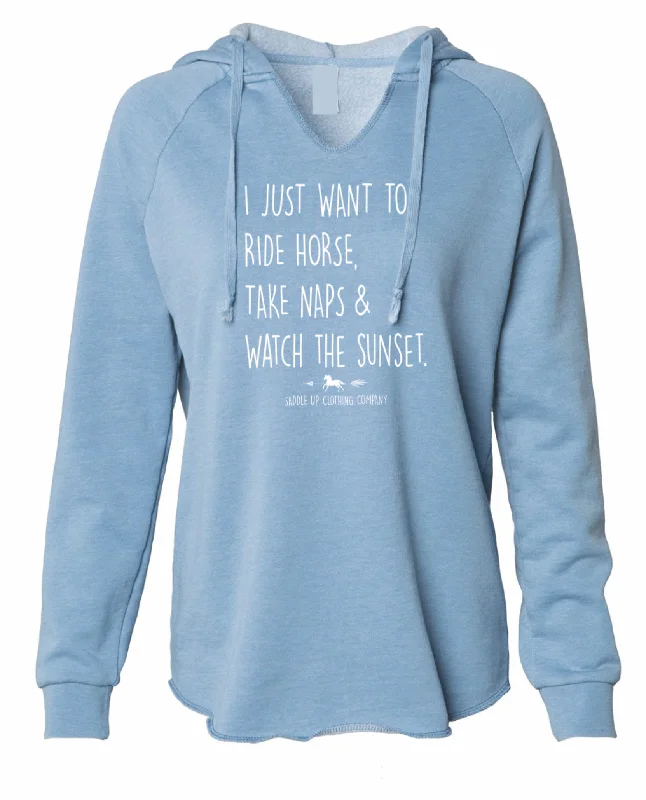 Ride, Naps & Sunsets Lightweight Hoodie Hoodie with Longline Fit Extended Stylish