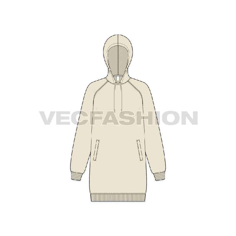 Women's Long Length Raglan Sleeve Hoodie Hoodie with Earth Tones Natural Calm