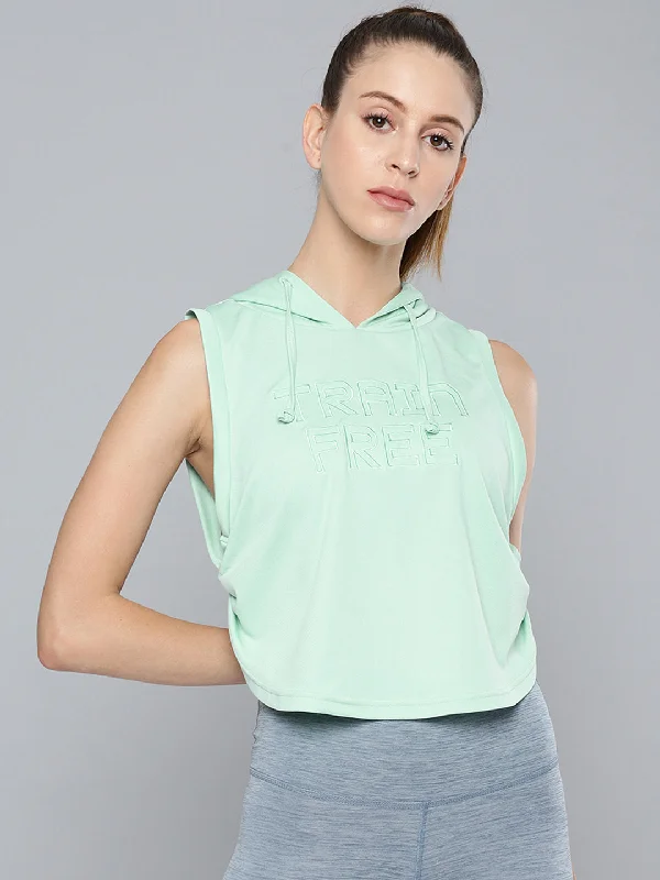 Women's Sea Green Embroidered Side Twist Hoodie Hoodie with Snap Buttons Easy Quick