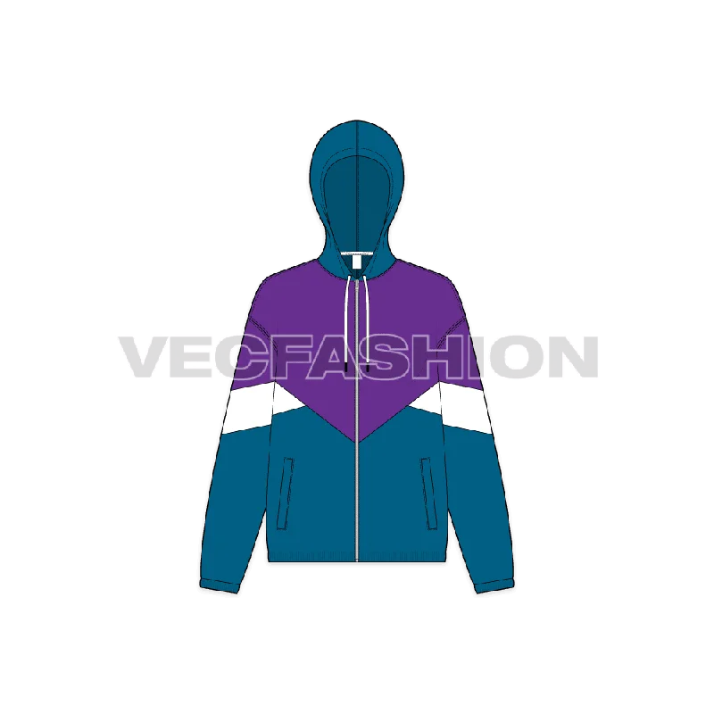 Women's Vector Windbreaker Hooded Sketch Hoodie with Slit Hem Functional Movement