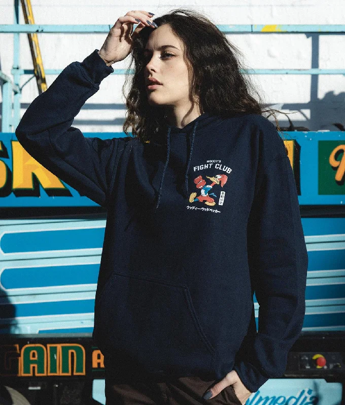 Woody Woodpecker's Fight Club Womens Hoodie Hoodie with Distressed Vintage Worn