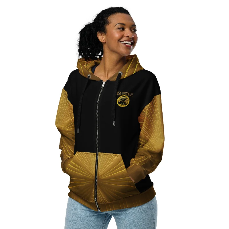 Yahuah-Tree of Life 02-03 Voltage Designer Unisex Recycled Drop Shoulder Double Layered Full Zip Hoodie Hoodie with Hem Ribbing Snug Secure