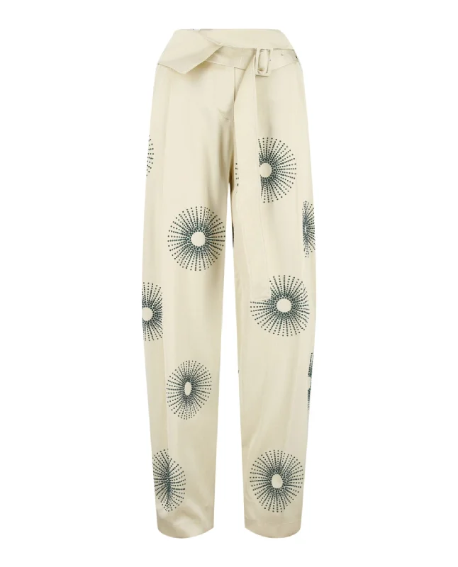 Stella McCartney Womens Elliana Hotfix Pearl Pants Comfortable Wide-Leg Pants