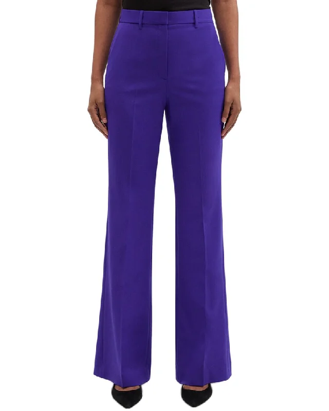 Theory Demitria High-Waist Wool-Blend Pant Elegant Trouser Pants