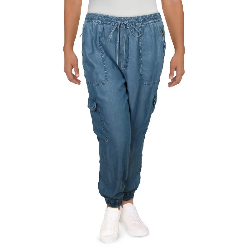 Womens Drawstring Waist High-Waist Cargo Pants High-Waist Yoga Pants