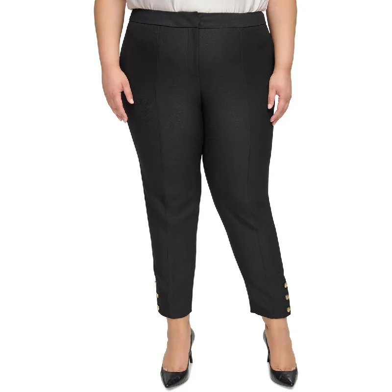 Plus Womens Mid Rise Polyester Ankle Pants Fashionable Sporty Pants