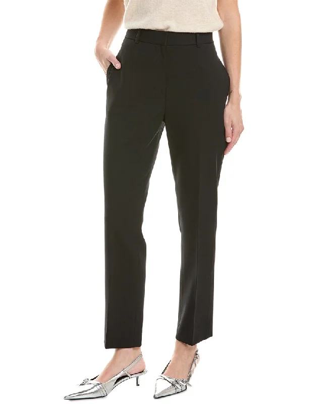 St. John Wool-Blend Twill Pant Elegant Palazzo Trousers