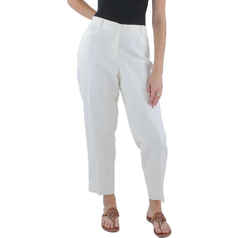 Womens Linen Solid Ankle Pants Cozy Maternity Pants