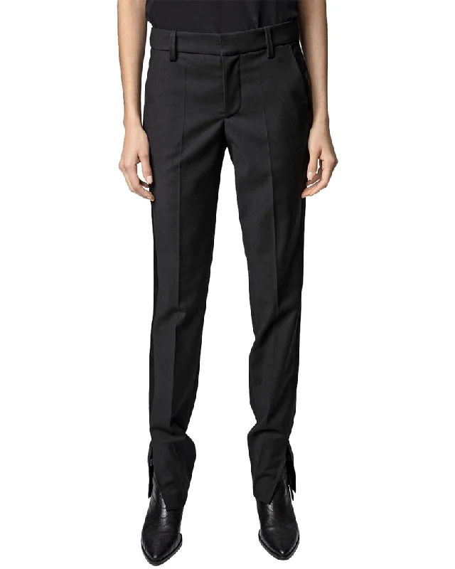 Zadig & Voltaire Prune Slit Smoking Wool-Blend Pant Chic Black Leggings