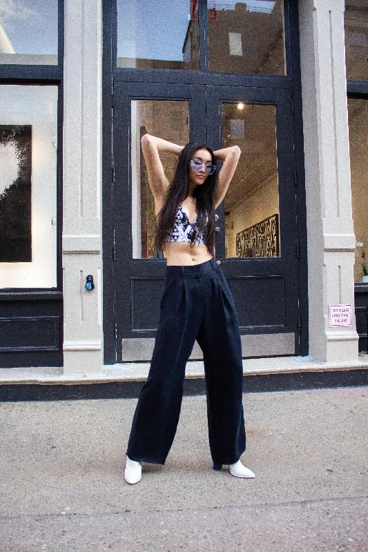 Remi Navy Wide-Leg Pants Lightweight Jogger Pants