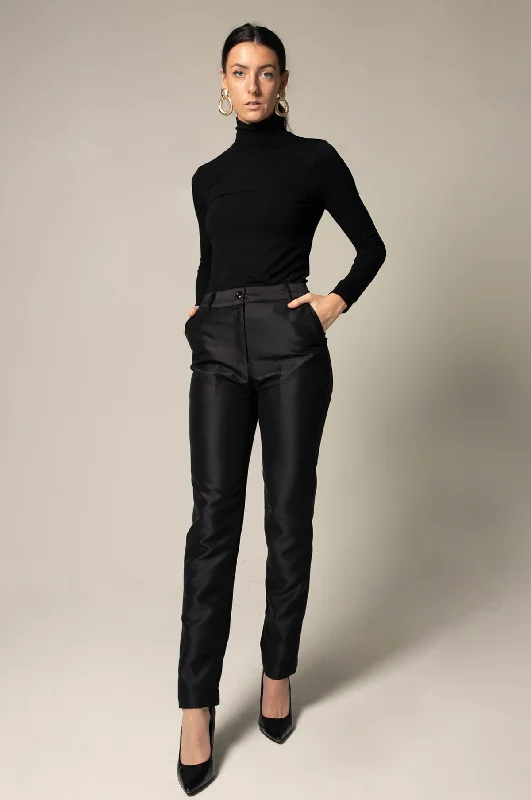 Elegant Skinny Pants in Black Stretch Fit Pants