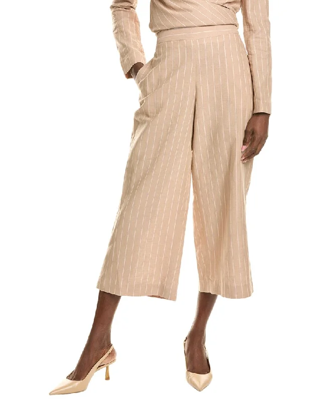 Bcbgmaxazria Wide Leg Linen-Blend Crop Pant Trendy Wide-Leg Pants