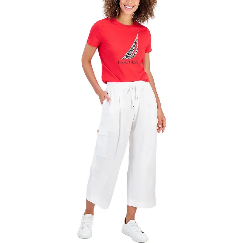 Womens High Rise Drawstring Cargo Pants Casual Drawstring Pants