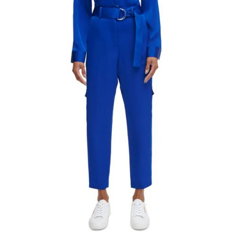 Womens Belted High Rise Cargo Pants Modern Stretch Trousers