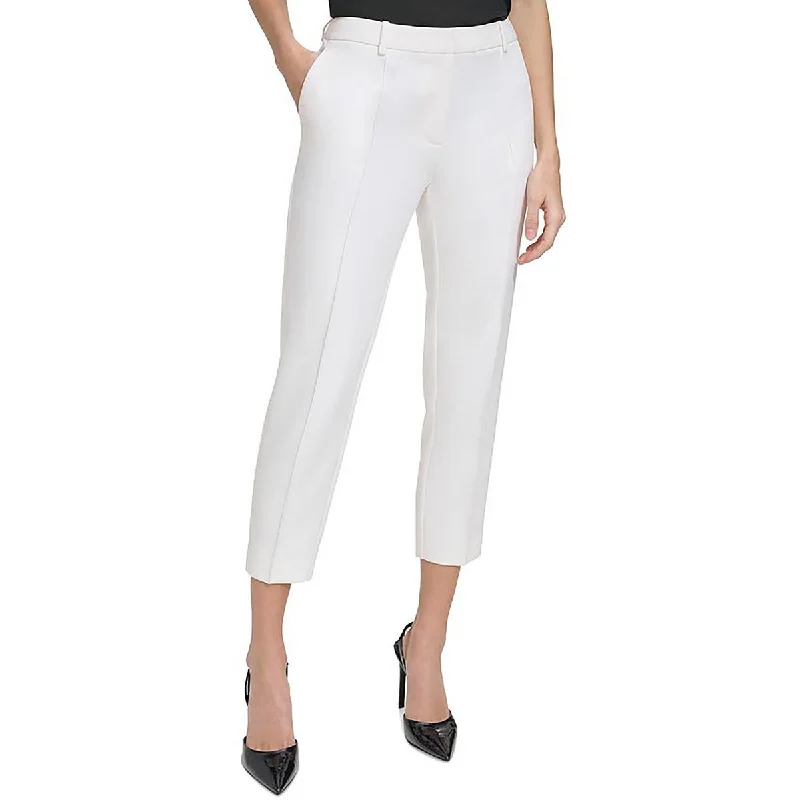 Petites Womens Cropped Low Rise Ankle Pants Modern Bootcut Pants