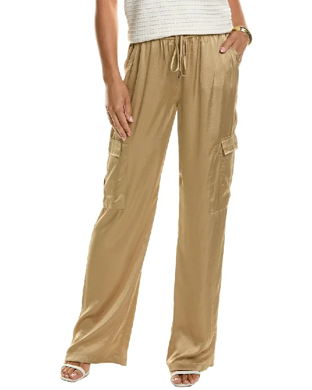 Elie Tahari Relaxed Satin Cargo Pant Comfortable Fleece Pants