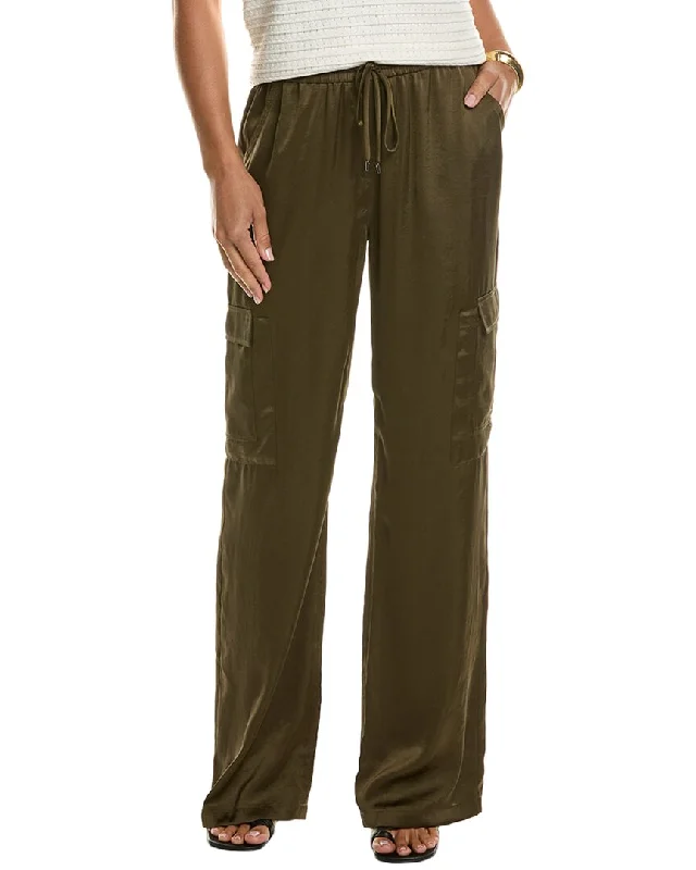 Elie Tahari Relaxed Satin Cargo Pant Comfortable Denim Trousers