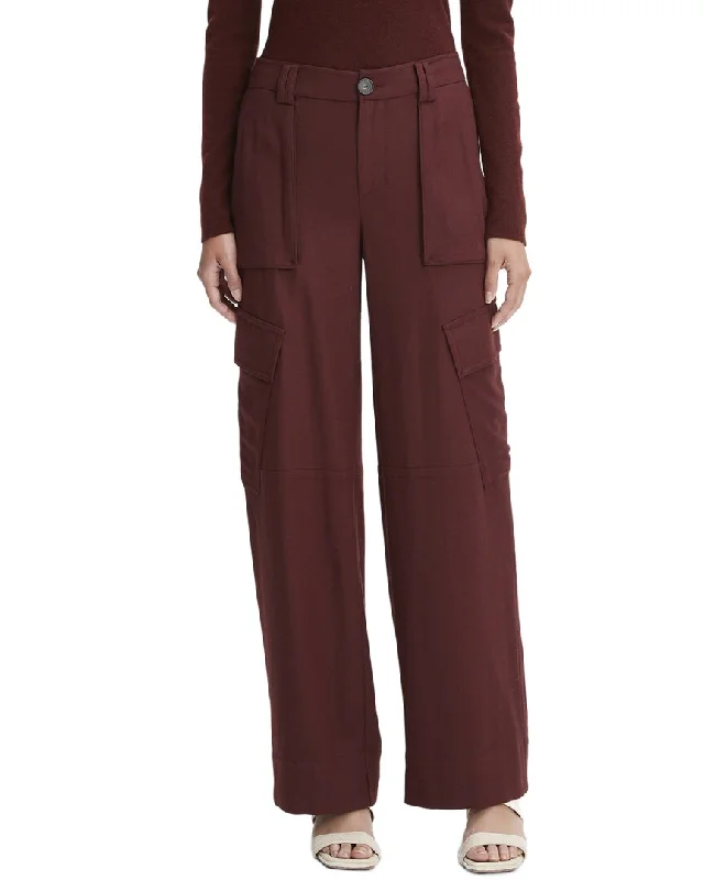 Vince Flannel Wide Leg Raver Wool-Blend Pant Trendy Printed Pants