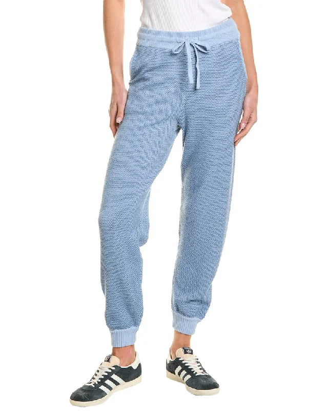 Monrow Soft Knit Textured Cuffed Jogger Pant Soft Stretch Trousers