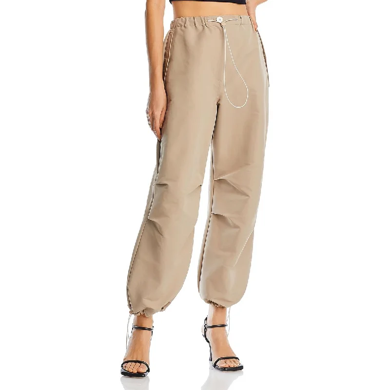 Womens High Rise Drawstring Cargo Pants Casual Skinny Fit Pants