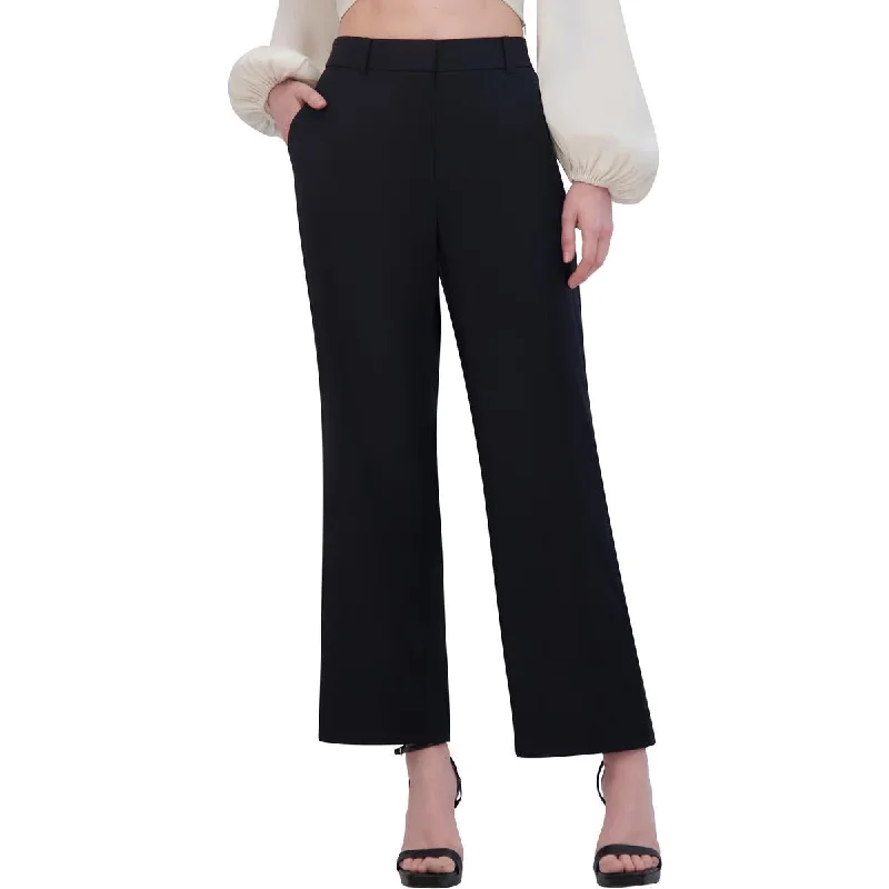 Womens Linen Flat Front Ankle Pants Soft Cotton Pants