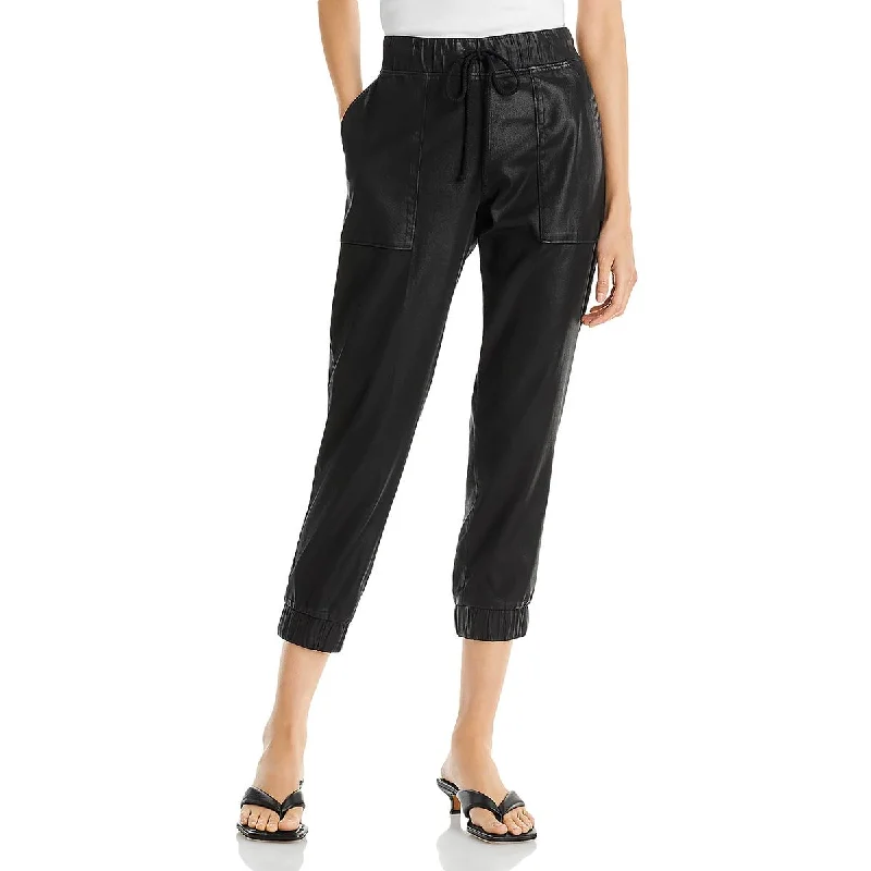 Womens Chambray Drawstring Jogger Pants Stylish Slim Trousers