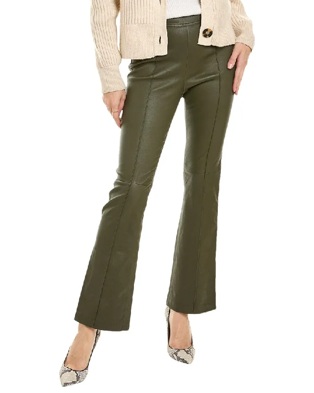 Helmut Lang Crop Flare Leather Pant Fashionable Button-Up Pants