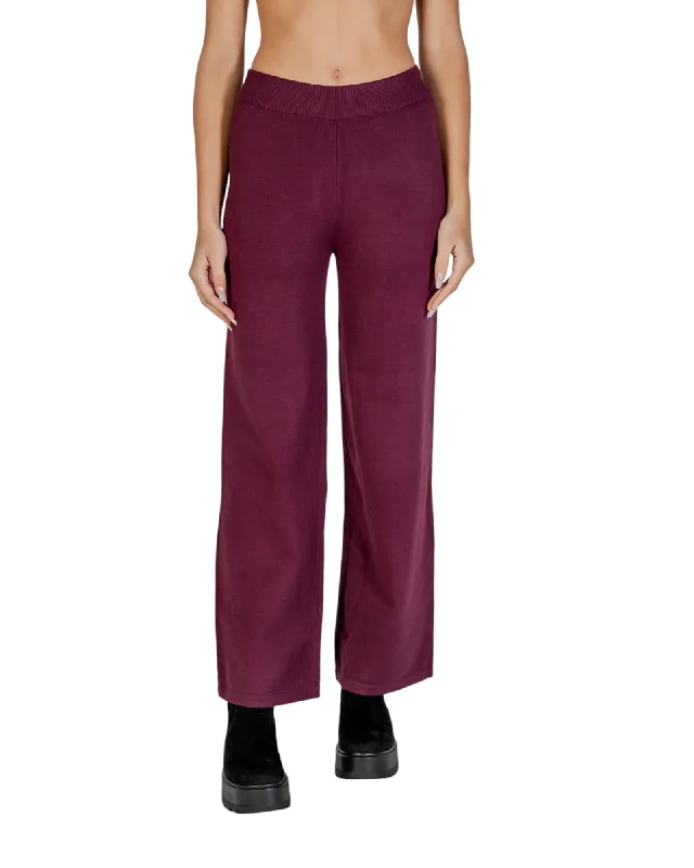Clera© Cler Womens Casual Knit Pants Burgundy Elegant Trouser Pants