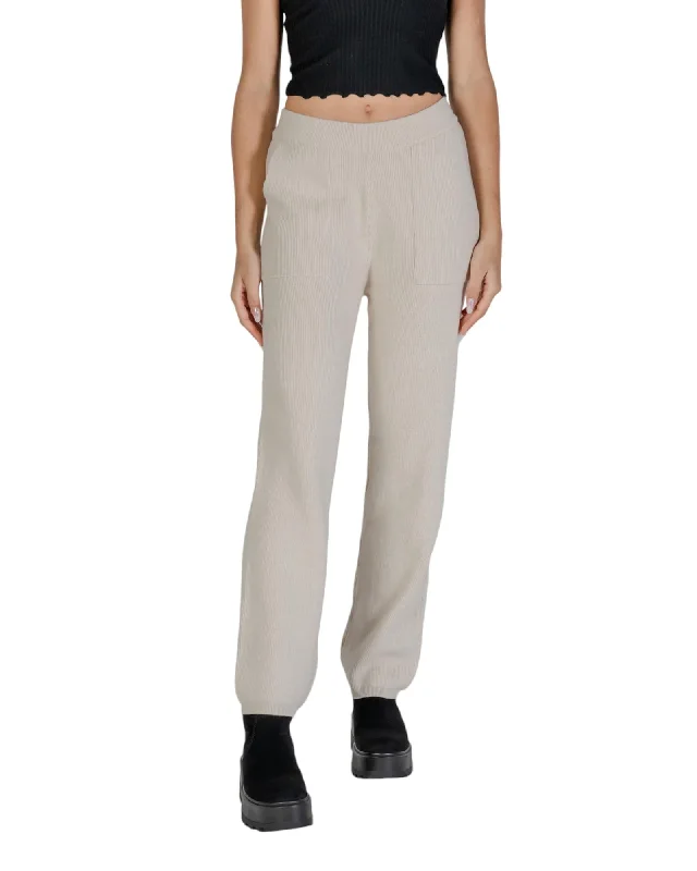 Clera© Cler Rib Knit Wide Leg Pants Beige Relaxed Lounge Trousers