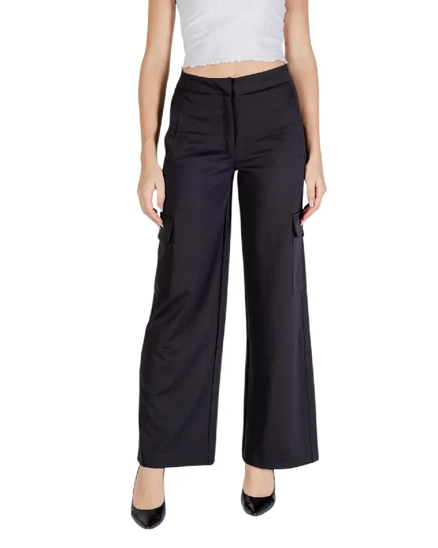 Ichi  Lara Wide Leg Pants Black Comfortable Cargo Pants