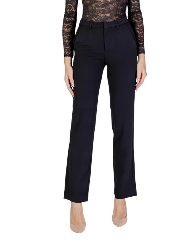 Only  Onlrosa High Waist Slim Fit Pants for Women - Black Modern Bootcut Pants